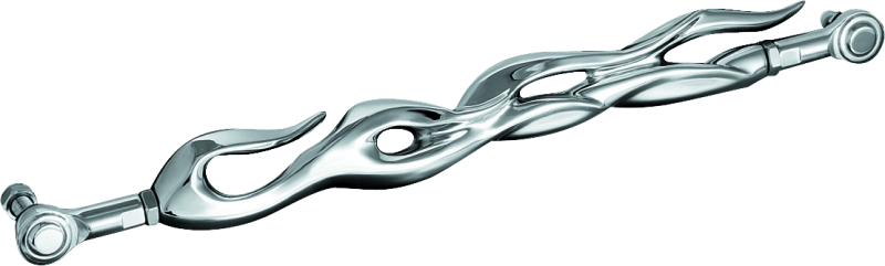 Kuryakyn Flame Shift Linkage Chrome Part 1072 for Harley Davidson 2008-2009 motorcycle, showing shiny chrome shift linkage component