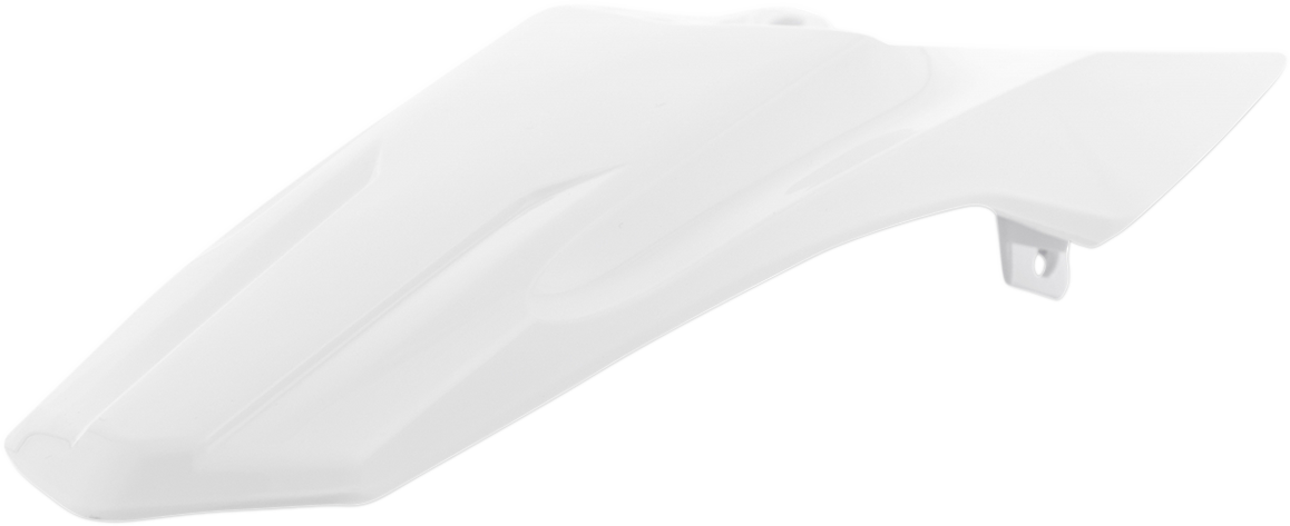 A white Acerbis rear fender for motorcycle, designed as a durable body part with mounting points, showing the product on a plain background.