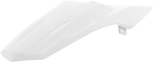 A white Acerbis rear fender for motorcycle, designed as a durable body part with mounting points, showing the product on a plain background.
