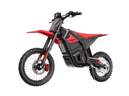 Yozma IN 10 electric mini dirt bike with 2600W motor, black and green design, ready for off-road riding.