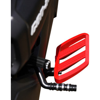 Red SHOW CHROME Combat Boards Driver for Ryker 2019-2024, featuring durable design and chrome accents, compatible with model 41-426RD.