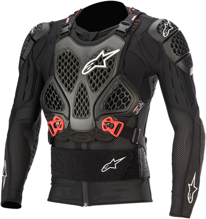 Alpinestars Bionic Tech v2 motorcycle jacket in black and red, size XL, featuring protective armor and sporty design.