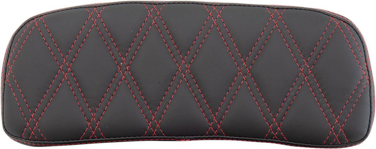 Drag Specialties Chopped Tour-Pak Pad in black and red with diamond stitching, designed for custom motorcycle seats.