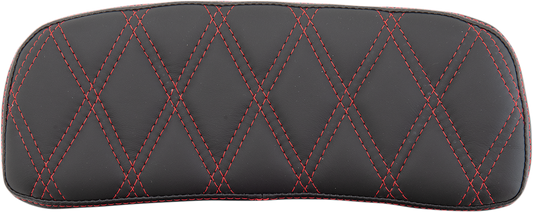 Drag Specialties Chopped Tour-Pak Pad in black and red with diamond stitching, designed for custom motorcycle seats.