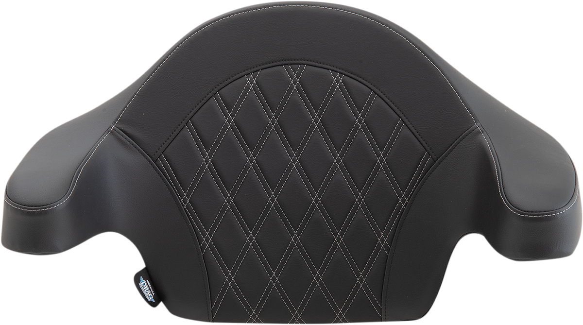 Drag Specialties King-Pak Pad with Double Diamond Silver Thread for Harley-Davidson Tour-Pak and Tour Box, featuring premium seat design.