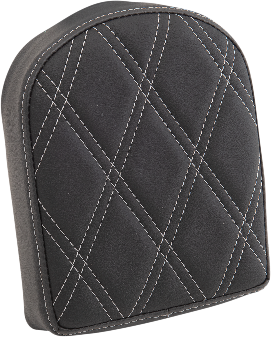Drag Specialties Sissy Bar Pad with double diamond silver design for motorcycle seats, short size, part #0822-0444.