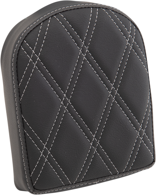 Drag Specialties Sissy Bar Pad with double diamond silver design for motorcycle seats, short size, part #0822-0444.