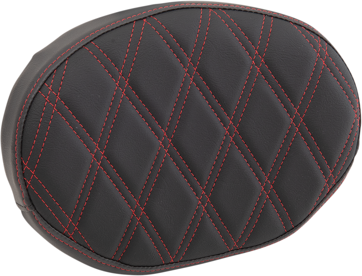 Red Double Diamond Sissy Bar Pad from Drag Specialties Seats, designed for motorcycle sissy bars, part number 0822-0448.