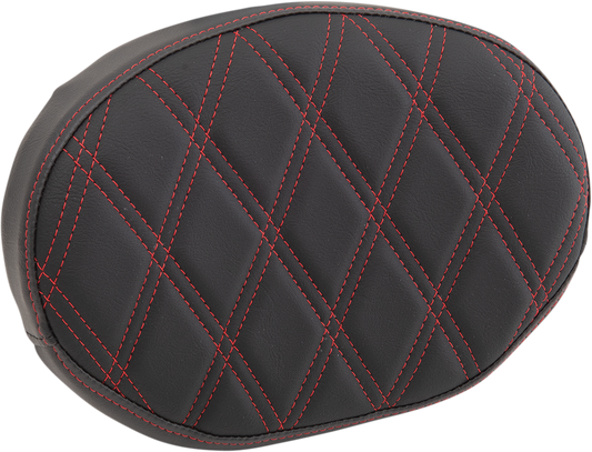 Red Double Diamond Sissy Bar Pad from Drag Specialties Seats, designed for motorcycle sissy bars, part number 0822-0448.