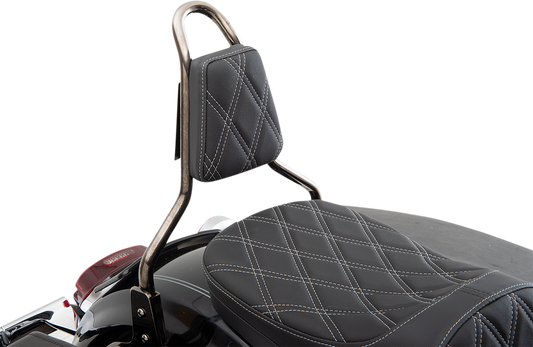 DRAG SPECIALTIES SEATS tapered backrest pad with double diamond silver stitching for motorcycle seats.