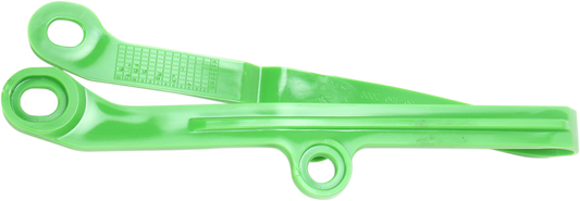 A green ACERBIS chain slider for Kawasaki motorcycles, designed to protect the bike's chain and swingarm.