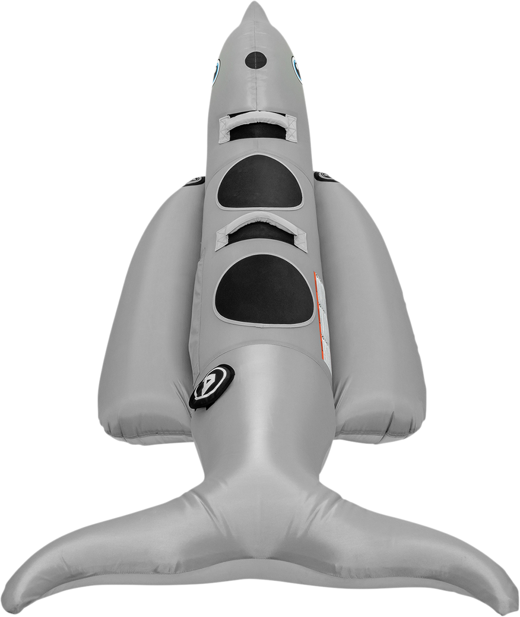 Dolphin-shaped water tubing ride for towing, designed for water sports, featuring bright colors and durable construction.