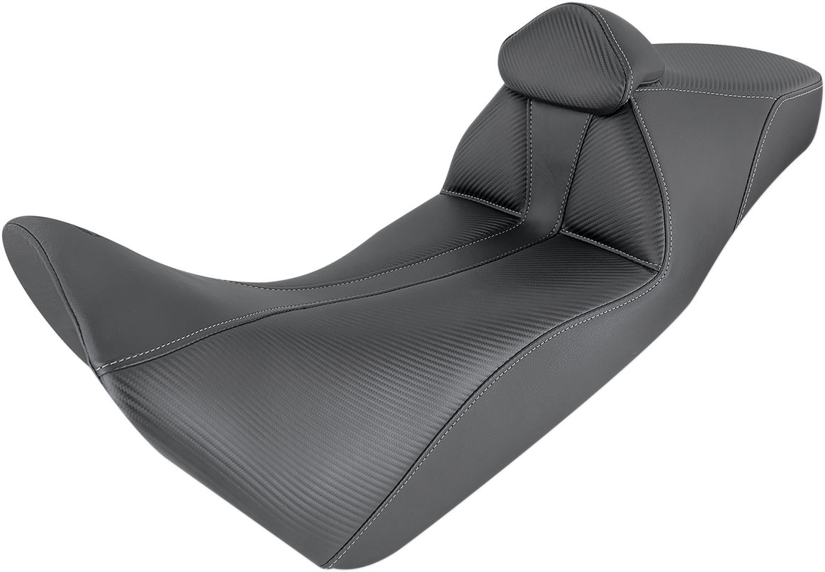 Black SADDLEMEN Adventure Tour Seat with lumbar backrest for CRF1000 models '16-'19, designed for comfortable touring.