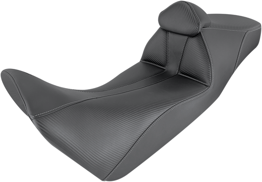 Black SADDLEMEN Adventure Tour Seat with lumbar backrest for CRF1000 models '16-'19, designed for comfortable touring.
