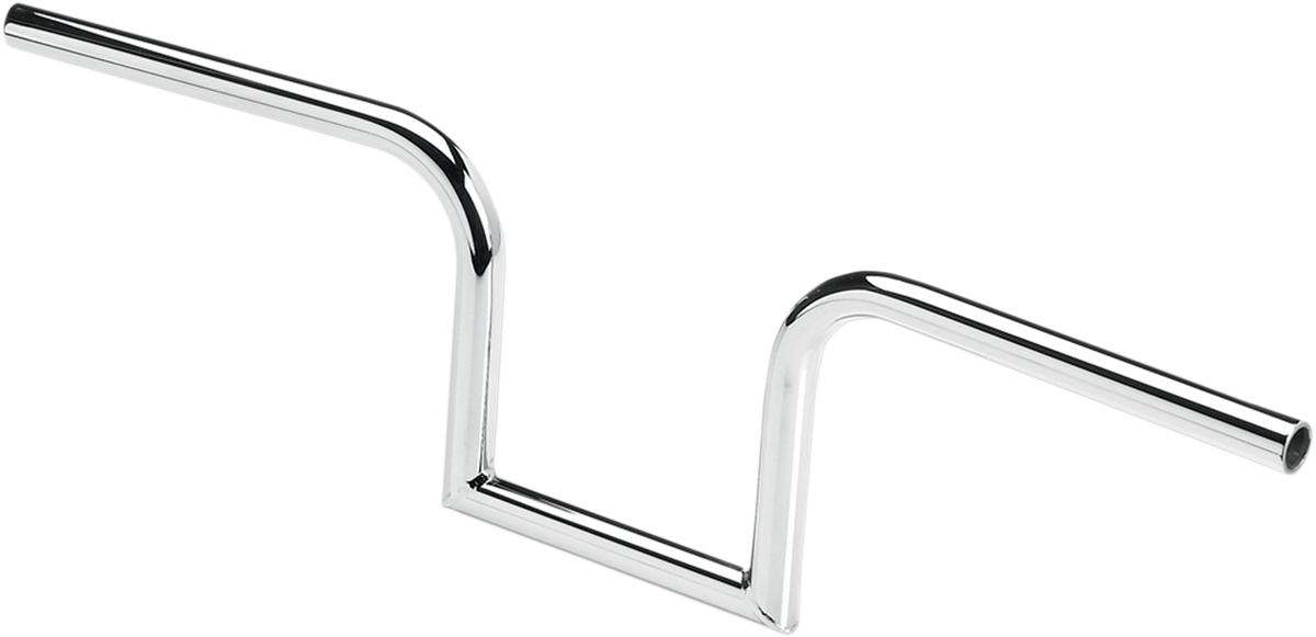 Chrome BILTWELL handlebar model Frisco on a motorcycle, showcasing its sleek design and shiny chrome finish.