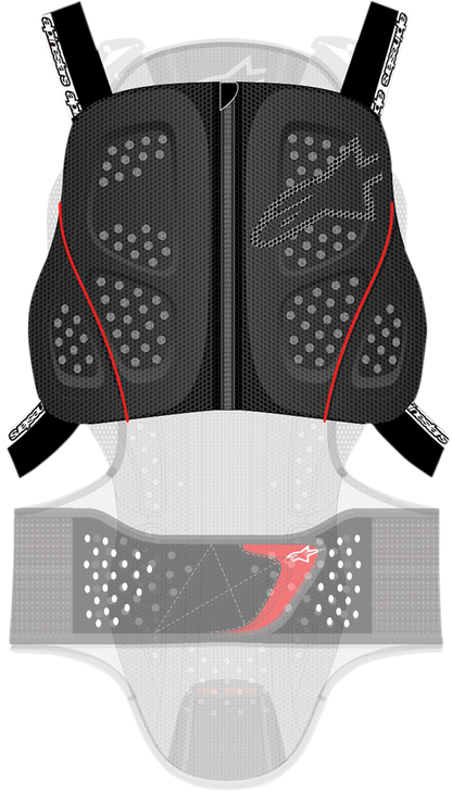 Alpinestars Nucleon KR-C chest protector in size M/XL, black protective gear with adjustable straps and impact-absorbing design.