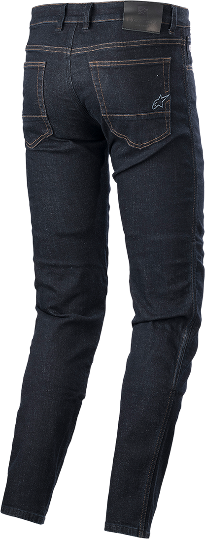 Alpinestars Sektor motorcycle pants in royal blue with black accents, US 30 / EU 46, featuring durable material and protective design.