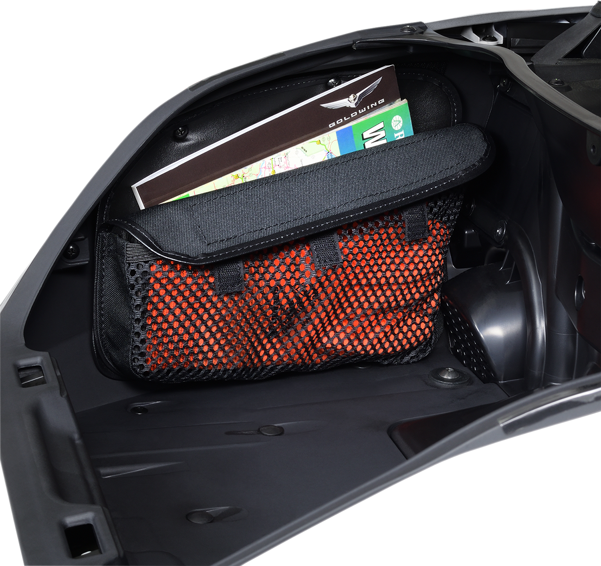 Bill's Exhausts SHOW CHROME trunk organizer for engine storage, durable chrome finish, designed for automotive engine compartment organization.
