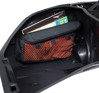 Bill's Exhausts SHOW CHROME trunk organizer for engine storage, durable chrome finish, designed for automotive engine compartment organization.