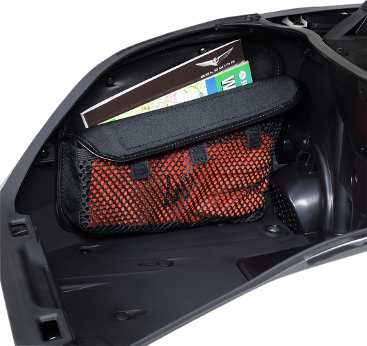 Bill's Exhausts SHOW CHROME trunk organizer for engine storage, durable chrome finish, designed for automotive engine compartment organization.