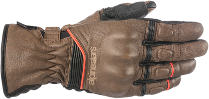 Alpinestars Café Divine Drystar leather gloves in brown and black, 2XL size, with reinforced knuckles and stylish design.