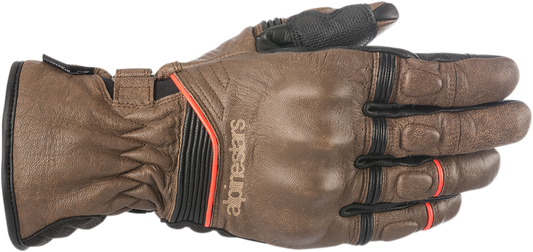 Alpinestars Café Divine Drystar leather gloves in brown and black, 2XL size, with reinforced knuckles and stylish design.