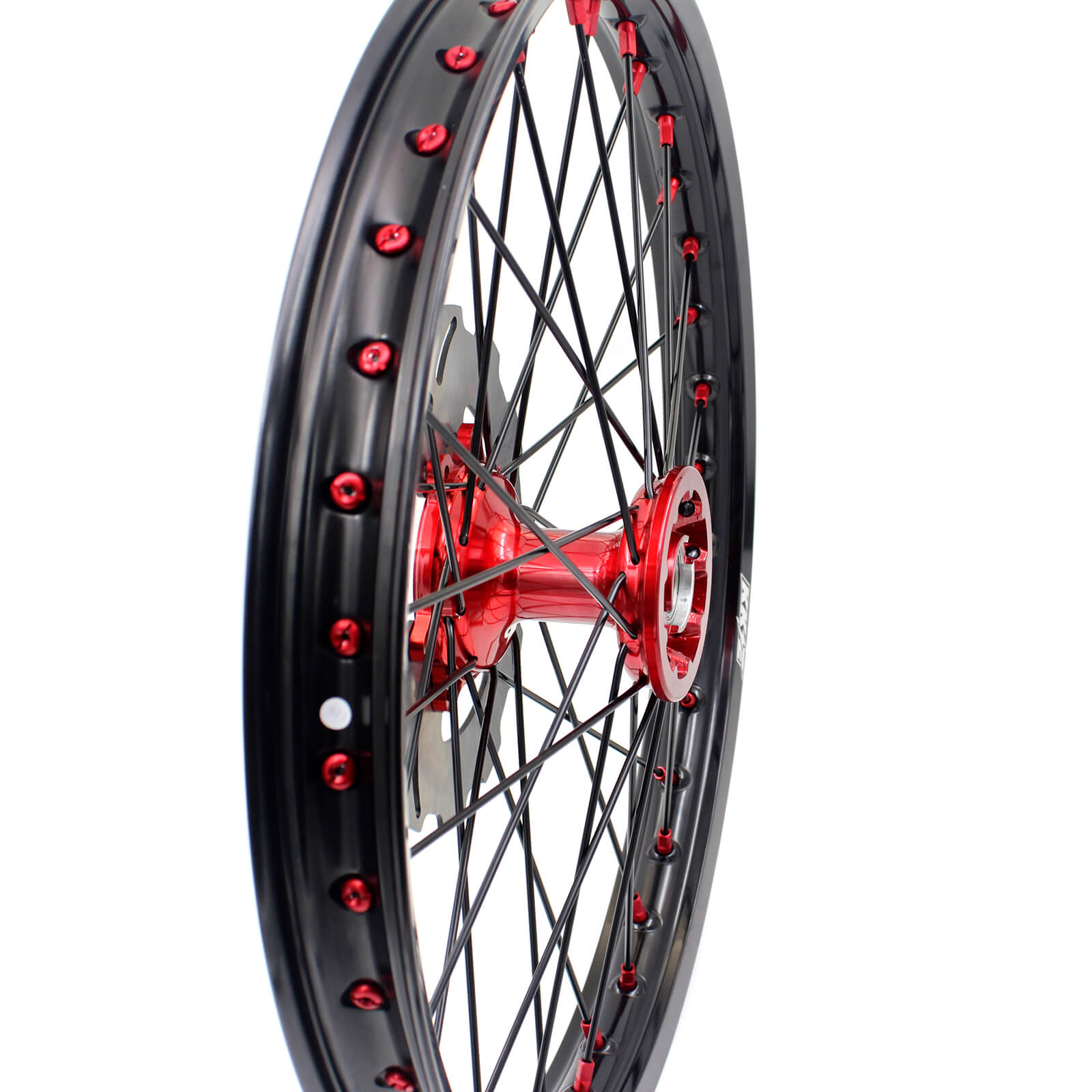 KKE 21 & 19 Casting Spoked MX Wheels Rims Set for Honda CR125R CR250R 2002-2012 Red Nipple Black Spoke Discs - Howling Moto