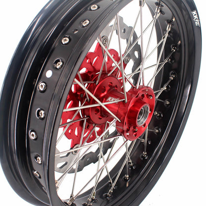 KKE 3.5 & 4.25 Cush Drive Supermoto Rims For HONDA XR650R 2000-2008 Red & Black