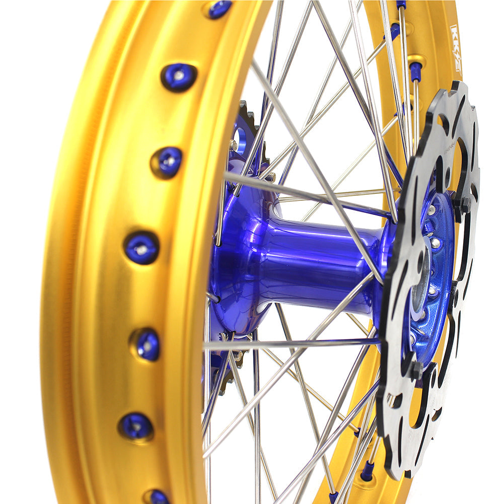 KKE 21"&18" Enduro Dirtbike Casting Wheels For YAMAHA YZ125 YZ250 1999-2016 YZ250F YZ450F 2003-2015 Gold Rim With Disc - Howling Moto
