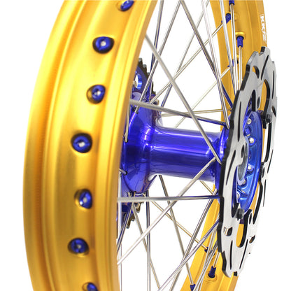 KKE 21"&18" Enduro Dirtbike Casting Wheels For YAMAHA YZ125 YZ250 1999-2016 YZ250F YZ450F 2003-2015 Gold Rim With Disc - Howling Moto