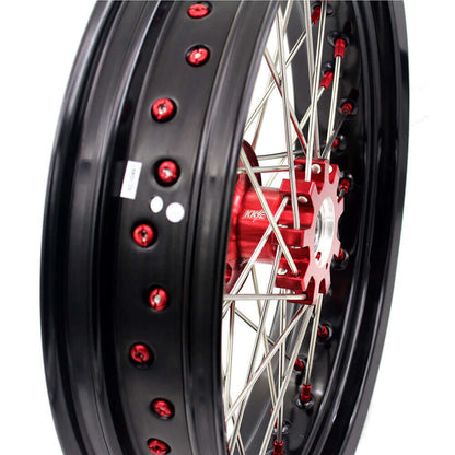 KKE 17 Inch OEM Size Supermoto Wheels for Honda XR650L 1993-2024 Red Nipple - Howling Moto