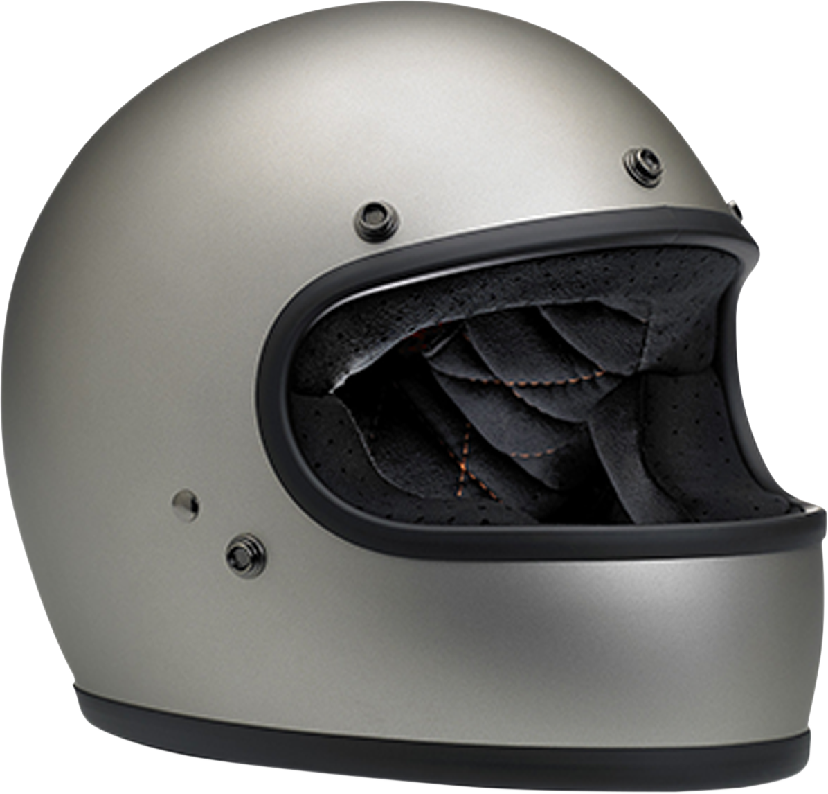 BILTWELL Gringo helmet in flat titanium finish, XS size, featuring a sleek motorcycle helmet design with matte surface and secure strap
