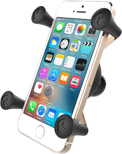 Bill's Exhausts RAM MOUNTS Tablet Cradle X-Grip for 5-inch tablets, engine mount with secure rubber grip and adjustable arms.