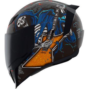 Black ICON Airflite™ Helmet Trick or Street 4 in medium size, featuring aerodynamic design and clear visor for motorcycle riding.