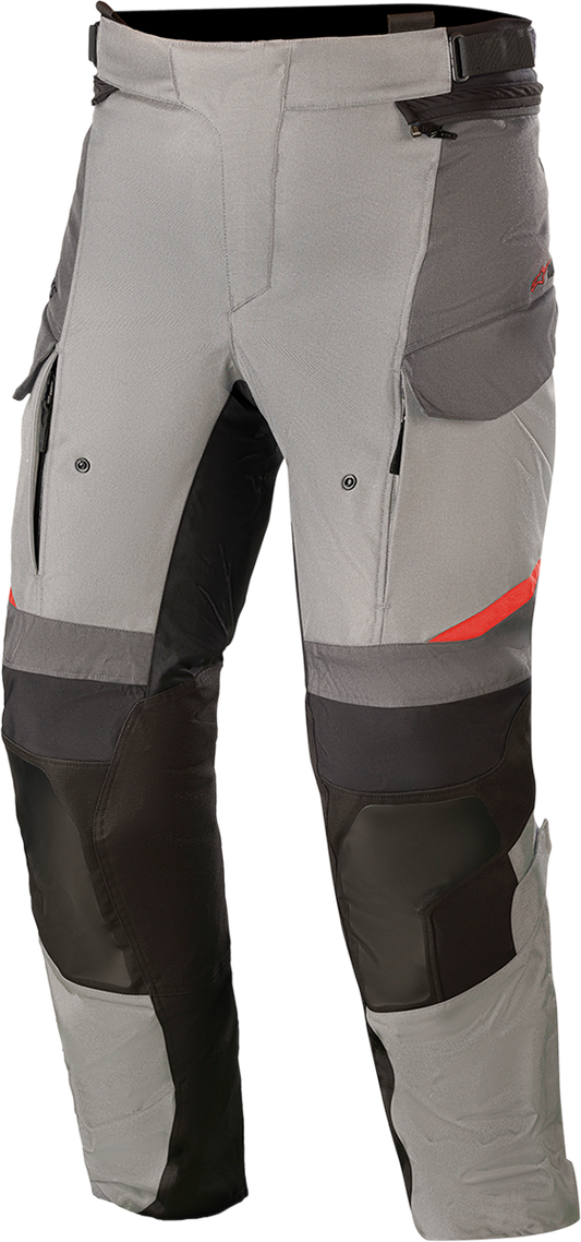 Alpinestars Andes v3 Drystar® motorcycle pants in Ice Gray and Dark Gray, size 4XL, with reinforced knee protection and waterproof fabric.