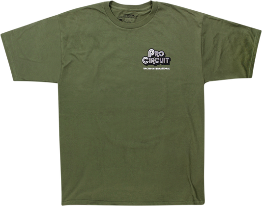 Green PRO CIRCUIT Pit Bike T-Shirt in XL with retro design, featuring bold graphics on the front.