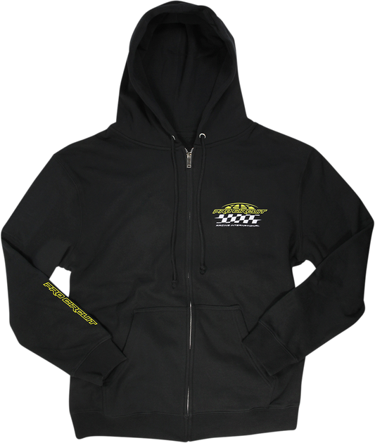 Black PRO CIRCUIT Racer Zip Hoodie in 2XL, featuring the brand logo and sporty design.