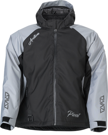 Gray ARCTIVA Women's Pivot 5 Hooded Jacket, large size, with front zipper and hood, stylish and functional outerwear.