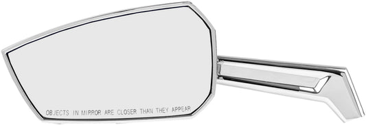 Kuryakyn Enygma chrome motorcycle mirrors with black mounting stems, designed for custom motorcycle enhancement.