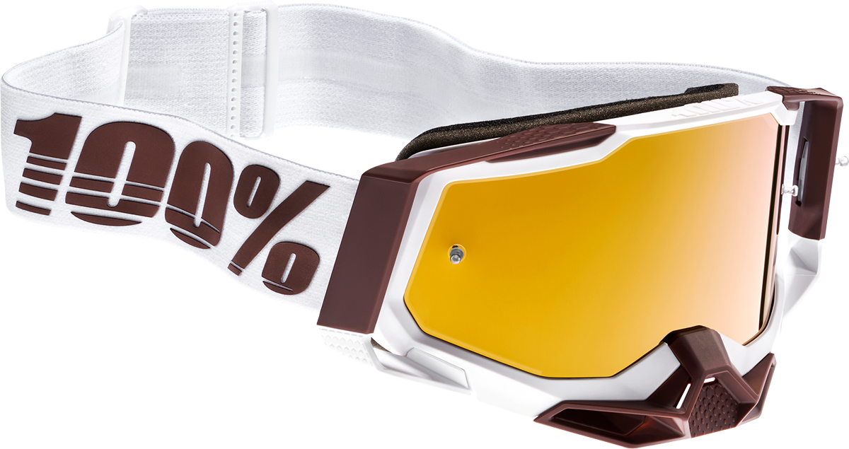 Bill's Exhausts Racecraft 2 Snow Goggles in True Gold with tinted lenses, designed for winter sports and snowboarding.