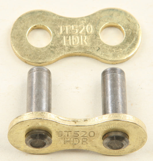 JT Master Link HDR Rivet 520 in gold and black for heavy-duty chain connections, showing the rivet and chain link assembly.