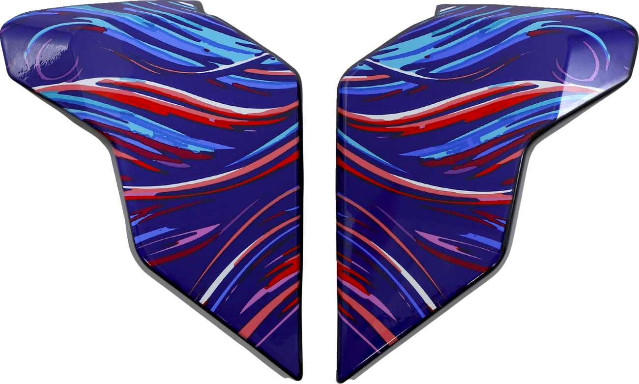 Blue ICON Airflite™ side plates for Betta helmet, motorcycle helmet parts by Bill's Exhausts, with vibrant blue design.