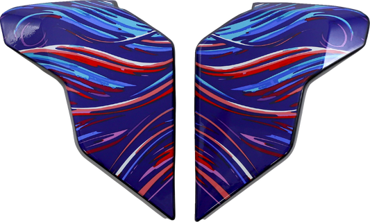 Blue ICON Airflite™ side plates for Betta helmet, motorcycle helmet parts by Bill's Exhausts, with vibrant blue design.
