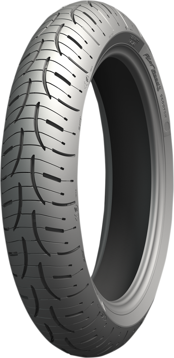 Michelin Pilot Road 4 scooter front tire 120/70R15 56H with tread pattern and sidewall details, designed for motorcycle safety and performance