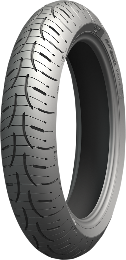 Michelin Pilot Road 4 scooter front tire 120/70R15 56H with tread pattern and sidewall details, designed for motorcycle safety and performance