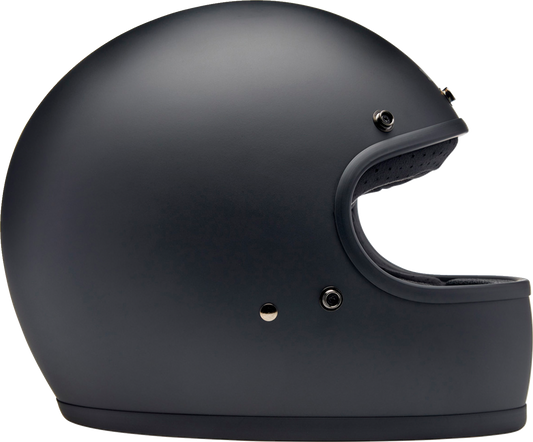 BILTWELL Gringo helmet in flat black, XS size, with smooth aerodynamic design and matte finish, providing stylish motorcycle head protection.