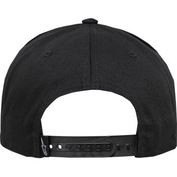 Black ALPINESTARS Candy Hat, one size, stylish casual hat with branded logo, made by Bill's Exhausts.