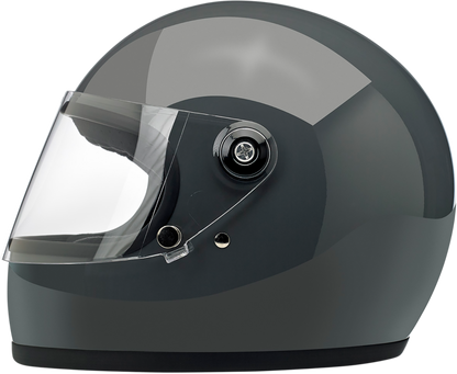 BILTWELL Gringo S helmet in gloss storm gray, XS size, featuring a sleek motorcycle helmet design with matte finish.