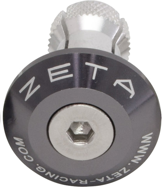 ZETA titanium ZETA Bar End Plug for motorcycle handlebars, ZE48-7003, showing sleek metallic finish and secure fit.