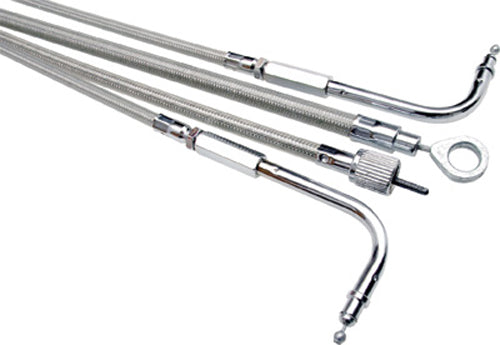 Motion Pro Armor Coat idle cable part 66-0271 with durable stainless steel weave and chrome fittings, designed for motorcycle use.